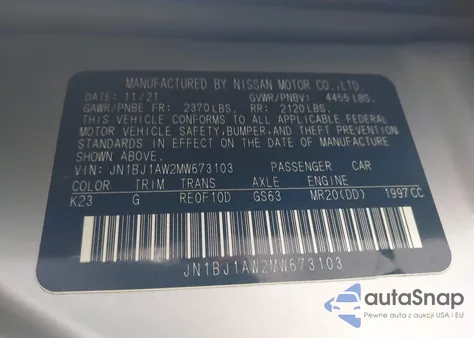 2021 Nissan Rogue Sport S Awd Xtronic Cvt from USA, damaged, VIN JN1BJ1AW2MW673103